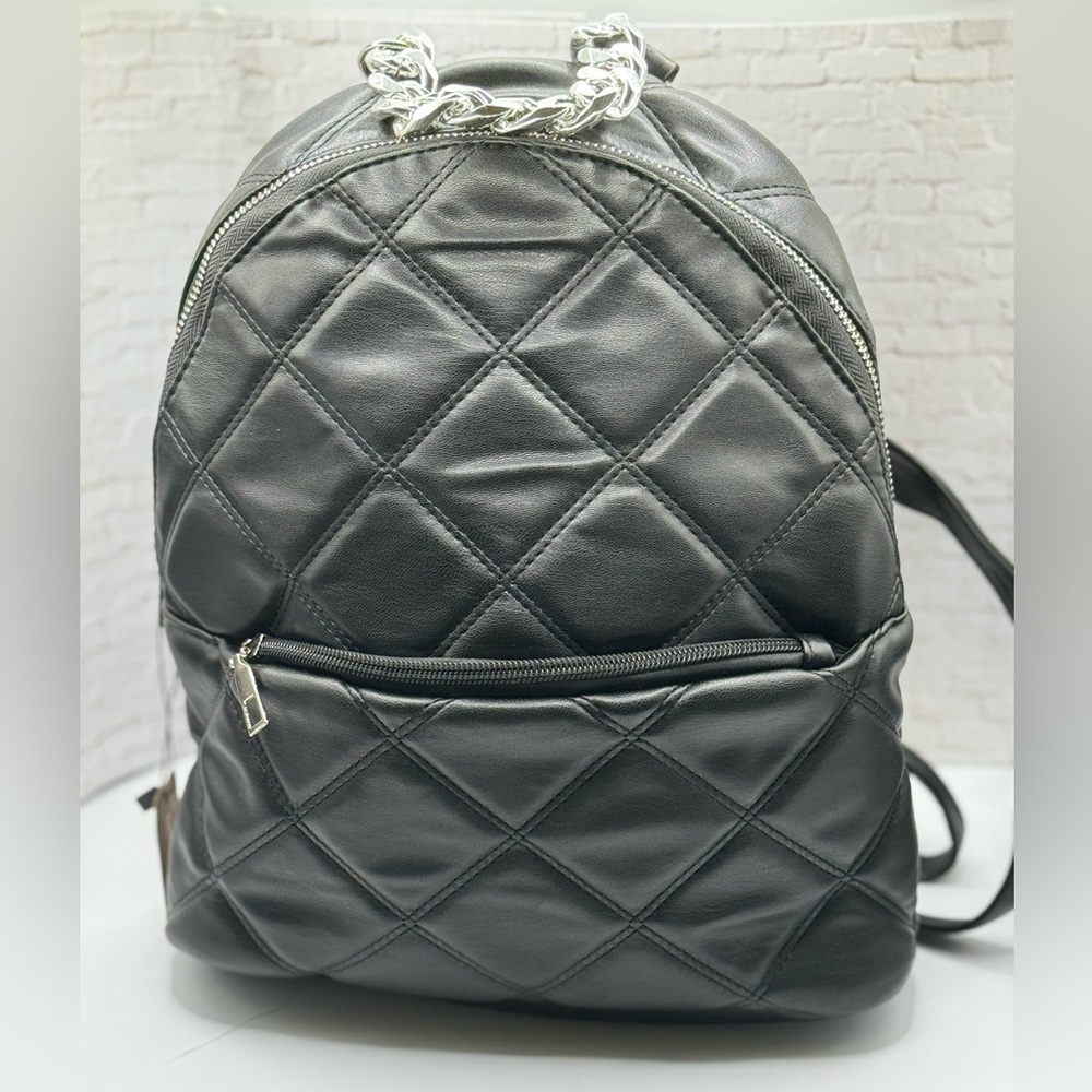 Quilted Faux Leather Backpack - Picture 2 of 3